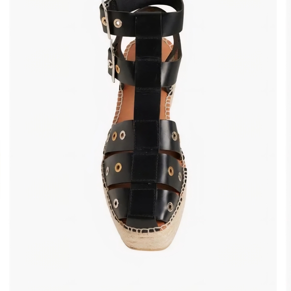 Free People Gable Gladiator Black Strappy Espadrille Sandals - Ret $178 - New - Picture 4 of 13